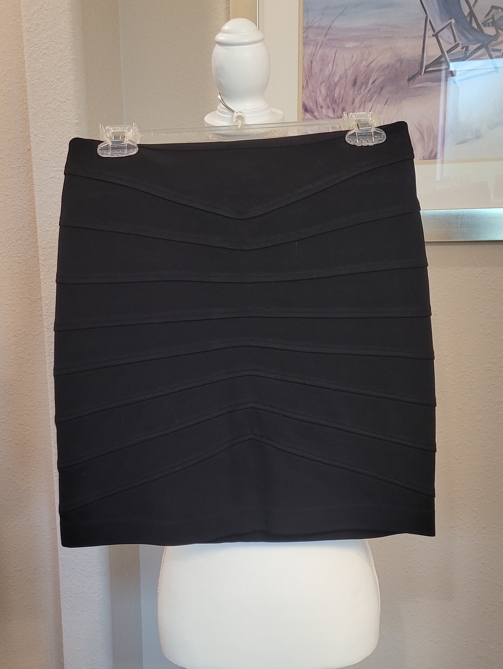 Cache Black Paneled Bandage Mini Skirt